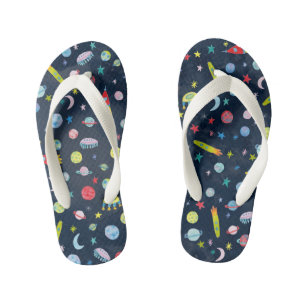 Tongs Enfants Motif d'aquarelle UFO PLanet de l'Univers spatial