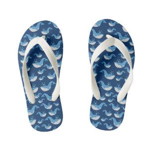 Tongs Enfants Motif de baleine d'océan bleu profond