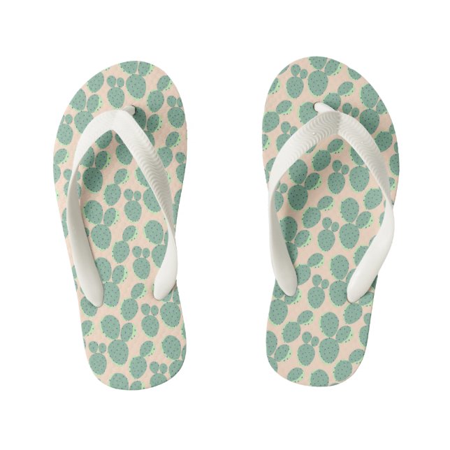 Tongs Enfants Motif de cactus verts et roses (Semelle)