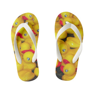 Tongs Enfants motif de canards en caoutchouc jaune pâle