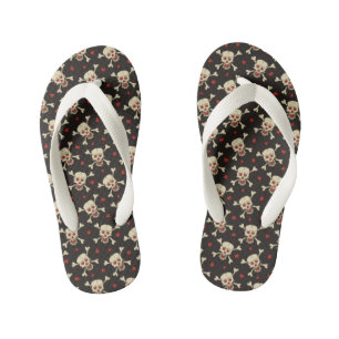 Tongs Enfants Motif de crâne avec des cœurs