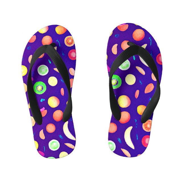 Tongs Enfants Motif de fruits tropicaux en néon coloré (Semelle)