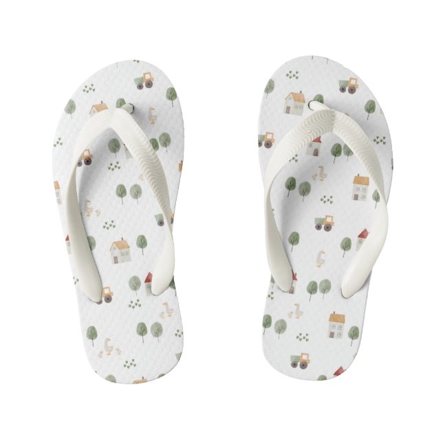 Tongs Enfants Motif de la ferme d'aquarelle (Semelle)
