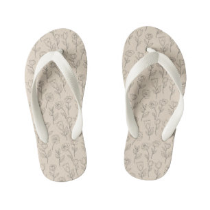 Tongs Enfants Motif de ligne florale minimal élégant