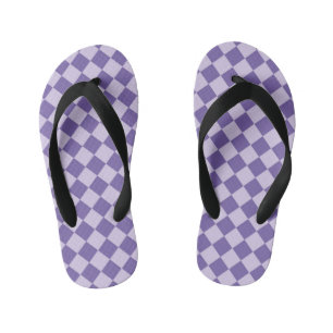 Tongs Enfants Motif diamant damier violet