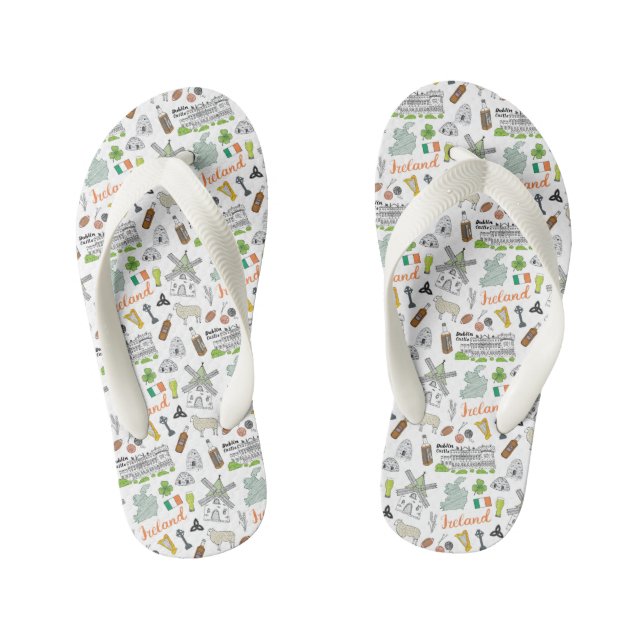 Tongs Enfants Motif du Doodle d'Irlande (Semelle)