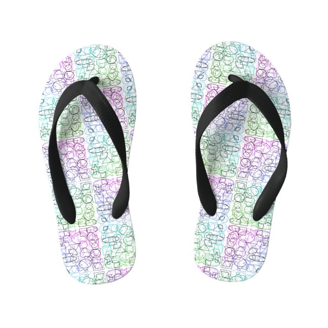 Tongs Enfants Motif géométrique Abstrait | Carrelé et filtré | (Semelle)
