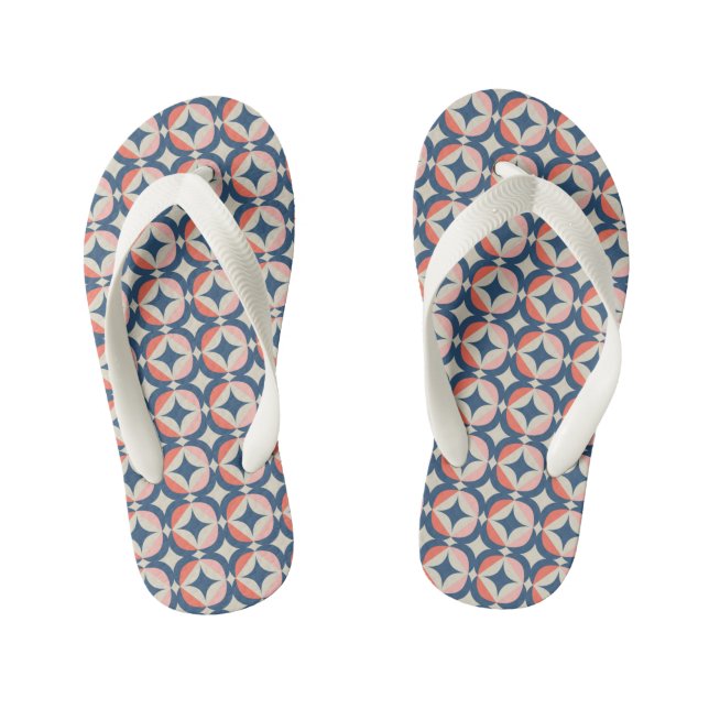Tongs Enfants Motif géométrique bleu et corail (Semelle)