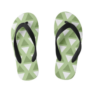Tongs Enfants Motif géométrique simple vert pastel