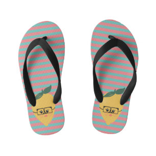Tongs Enfants Motif rayé citron mignon
