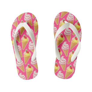 Tongs Enfants Motif rose Kawaii avec crème glacée aux fraises