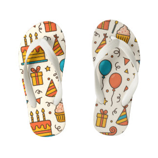 Tongs Enfants Motif sans couture de fête d'anniversaire vibrant
