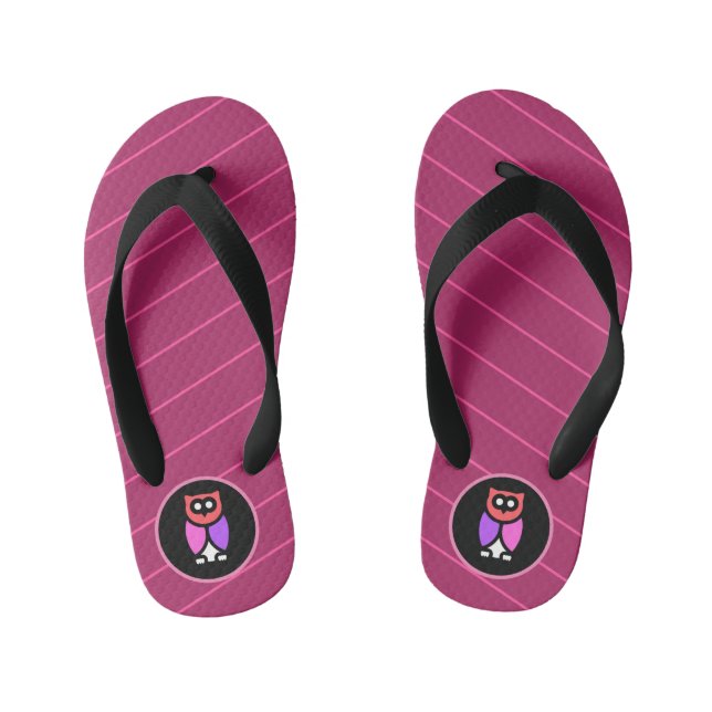 Tongs Enfants Night Owl, Beau rose & rouge, Pop Art Abstrait (Semelle)