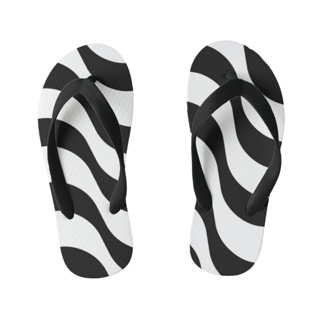 Tongs Enfants noir + blanc zèbre rayure motif moderne (Semelle)