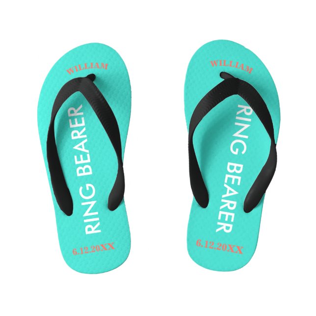 Tongs Enfants NOM du porteur d'anneau Turquoise Bleu (Semelle)