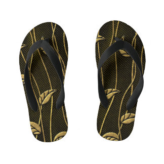 Tongs Enfants Or et noir : Texture 3D Feuille.