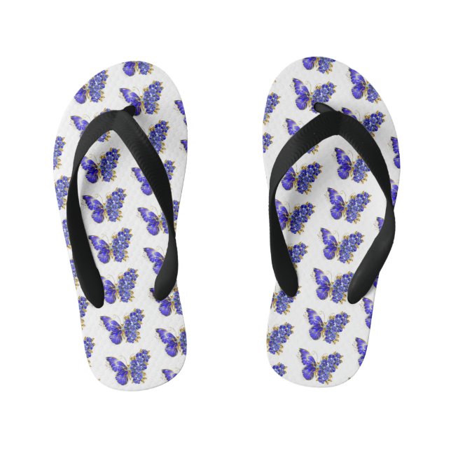 Tongs Enfants Papillon saphir à fleurs (Semelle)