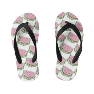 Tongs Enfants Pastel à l'aquarelle Pastèque Doodles Motif peint 