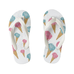 Tongs Enfants Pastel Retro Aquarelle Crème glacée et arrosages