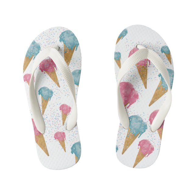 Tongs Enfants Pastel Retro Aquarelle Crème glacée et arrosages (Semelle)