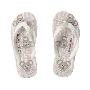 Tongs Enfants Pastel Rose Stripe mignonne bébé Koala ours fille