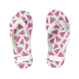 Tongs Enfants Pastèque Tropicale Rose Personnalisée Été