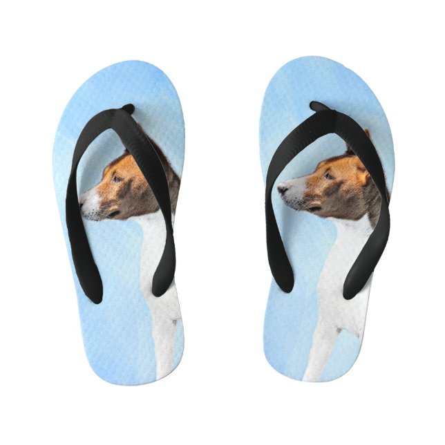 Tongs Enfants Peinture Basenji - Belle Art Original (Semelle)