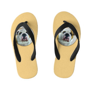 Tongs Enfants Peinture Bouledogue - Art Original de Chien Mignon