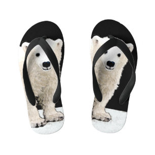 Tongs Enfants Peinture de l'ours polaire - Art original de la fa