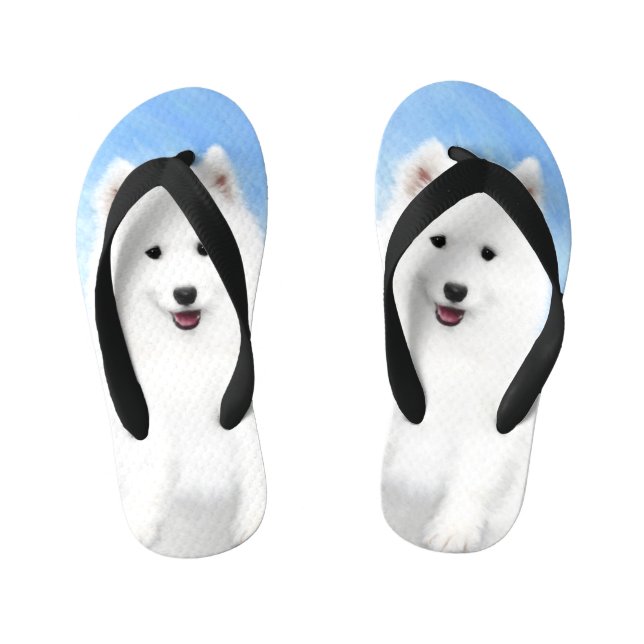 Tongs Enfants Peinture Samoyed Puppy - Jolie Art Original Chien (Semelle)