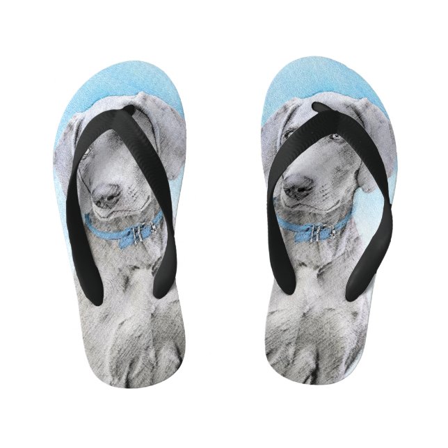 Tongs Enfants Peinture Weimaraner - Joli art original chien (Semelle)