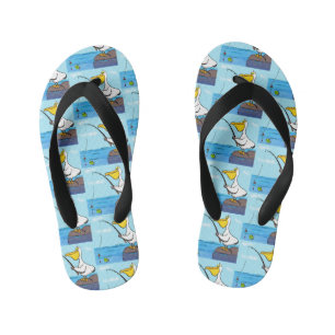 Tongs Enfants Pélican de dessin animé drôle de pêche