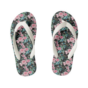 Tongs Enfants Pink Shabby Chic Fleurs Roses Fleurs Plage Thongs