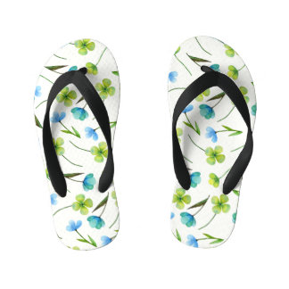 Tongs Enfants Plantes aquarelle : Motif Floral sans joint.