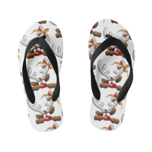 Tongs Enfants Reindeer Puzzled drôle Caractère de Noël