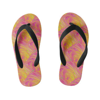 Tongs Enfants rose saumon avec soleil orange design