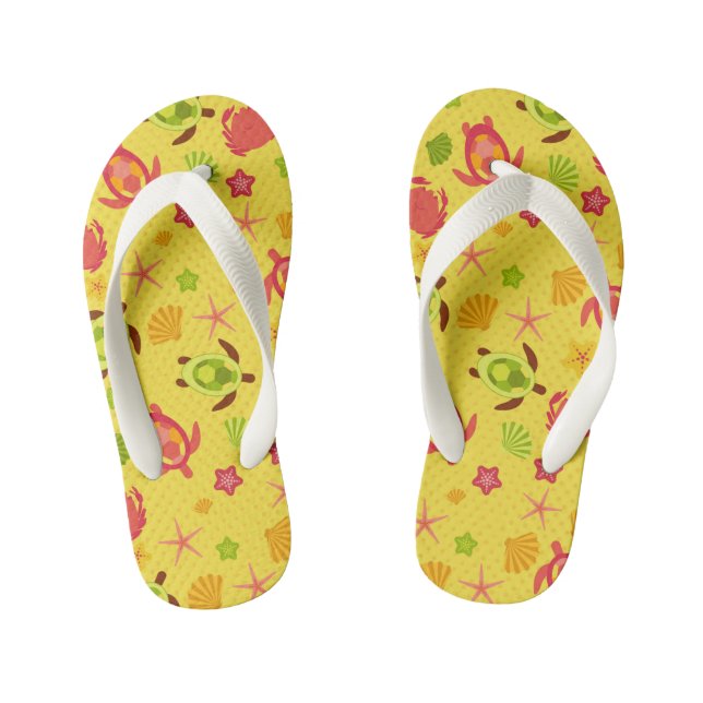 Tongs Enfants Sea Turtle Star Fish Shell Fish Ocean Beach (Semelle)