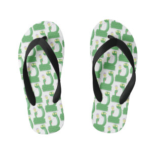 Tongs Enfants Serpent vert drôle avec maracas de dessin animé