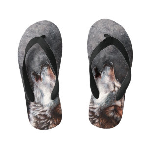 Tongs Enfants Trois loups hurlant