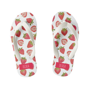 Tongs Enfants Tropical d'été personnalisé à la fraise