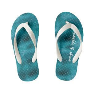 Tongs Enfants Turquoise Sparkle Mermaid personnalisé