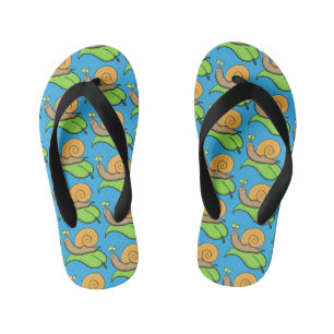 Tongs Enfants Un mignon escargot heureux sur une illustration d'