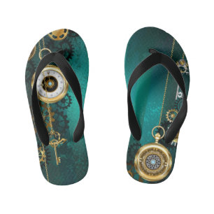 Tongs Enfants Veille bijoux Steampunk sur un Arrière - plan vert