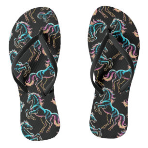 Tongs Enseigne au néon Cheval Style Rétro Glitch