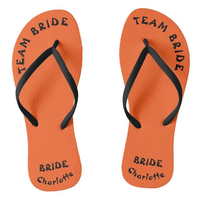 Tongs Équipe Mariée Orange Et Halloween Noir (Semelle)