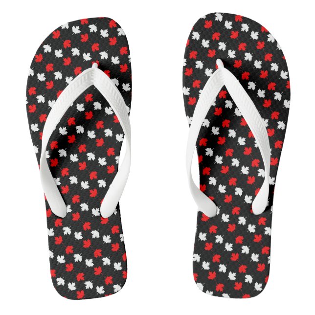 Tongs Érable rouge et blanc du patriote canadien sur NOI (Semelle)