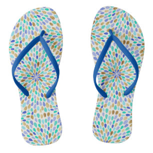 Tongs Été Fleur d'or bleu éclate