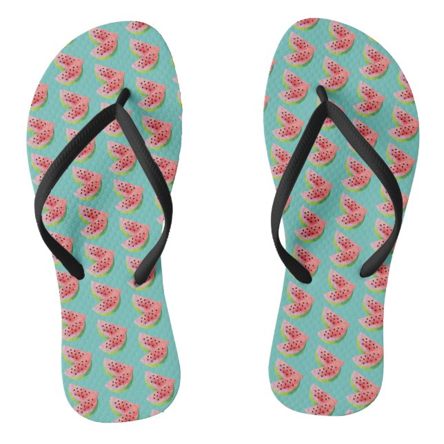 Tongs Eté Watermelon Aquarelle Paire Fruit tranché (Semelle)