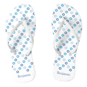 Tongs Etoile de David Bleu et Blanc