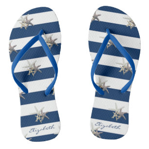 Tongs Étoile de mer adorable sur rayures - Personnalisé